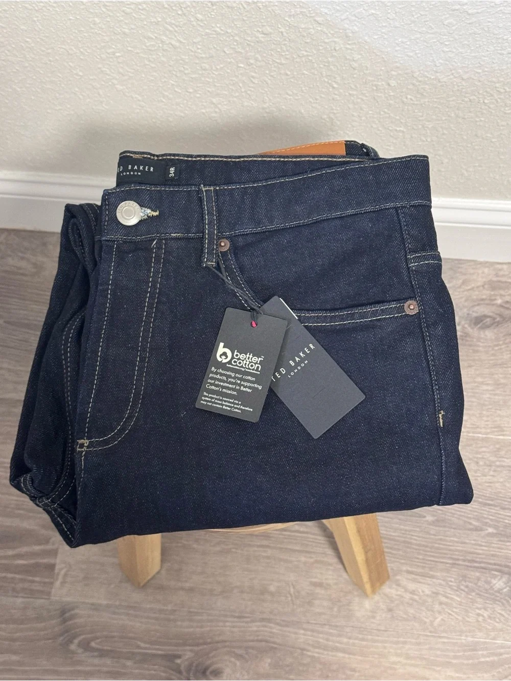 Ted Baker Dyllon Tapered Fit Stretch Jeans Dark Blue Mens Size 34R New With Tags